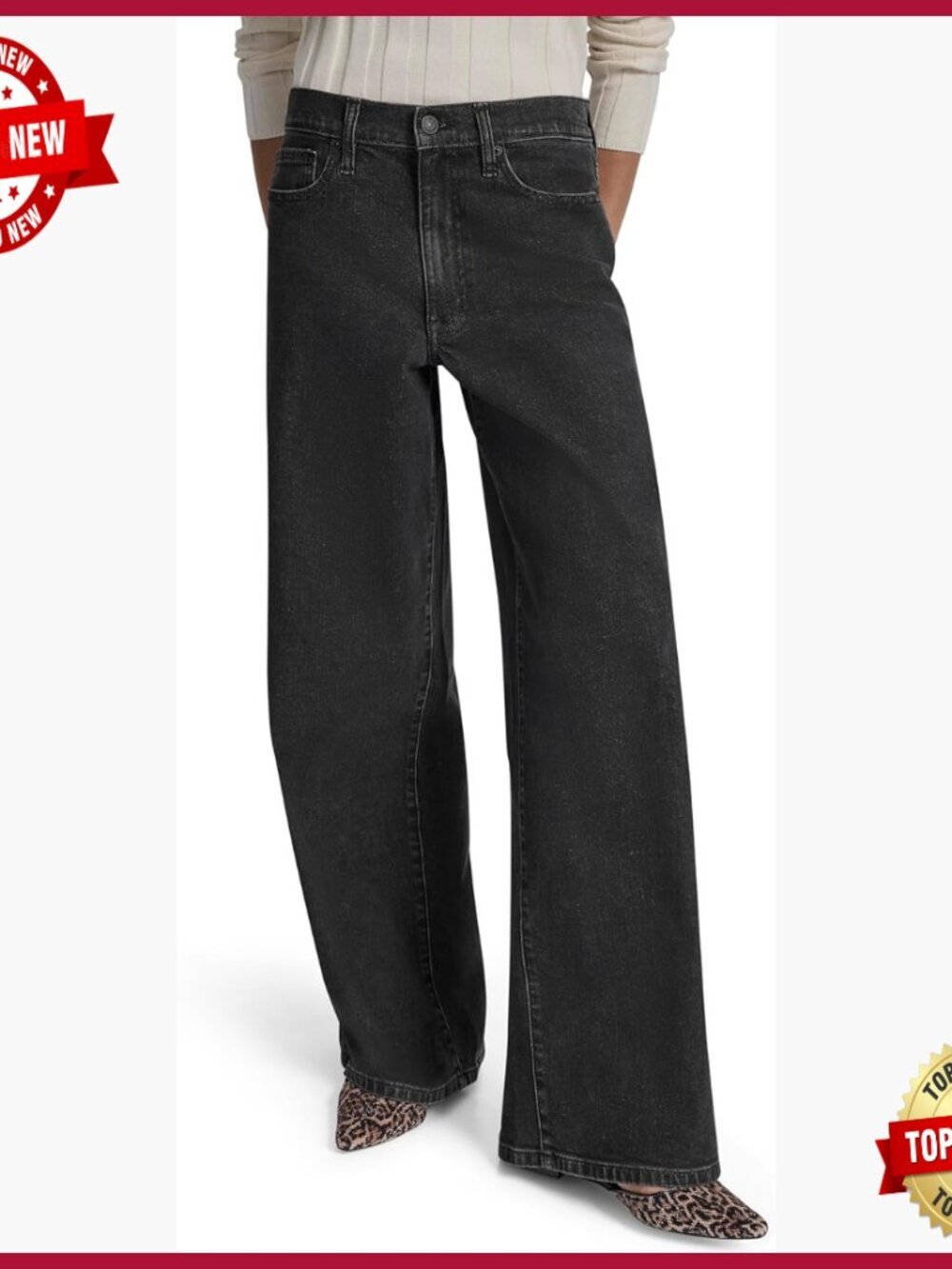 High Rise Relaxed Wide Leg Denim Jeans, 32" Inseam, Versatile Fit